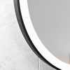 Round Black Sandblasted Aluminum Framed Leather Strap Smart Touch Anti-Fog Three Color Illuminated Wall Vanity Makeup Cosmetic Light LED Bathroom Mirror
