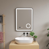 Rectangular Black Sandblasted Aluminum Framed Smart Anti-Fog Magnifier Illuminated LED Wall Mounted Home Decor Vanity Makeup Cosmetic Bathroom Mirror