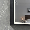 Modern Wall‑Mounted Rectangular Smart LED Mirror Gold Aluminum Frame Anti‑Fog