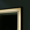 Large Rectangular LED Bathroom Mirror 47"x32" Black Frame Double‑Line Light
