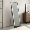 Black Framed LED Full‑Length Standing Mirror With Side Lights