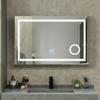 Sandblasted LED Bathroom Mirror with Bluetooth Speaker & Makeup Magnifier