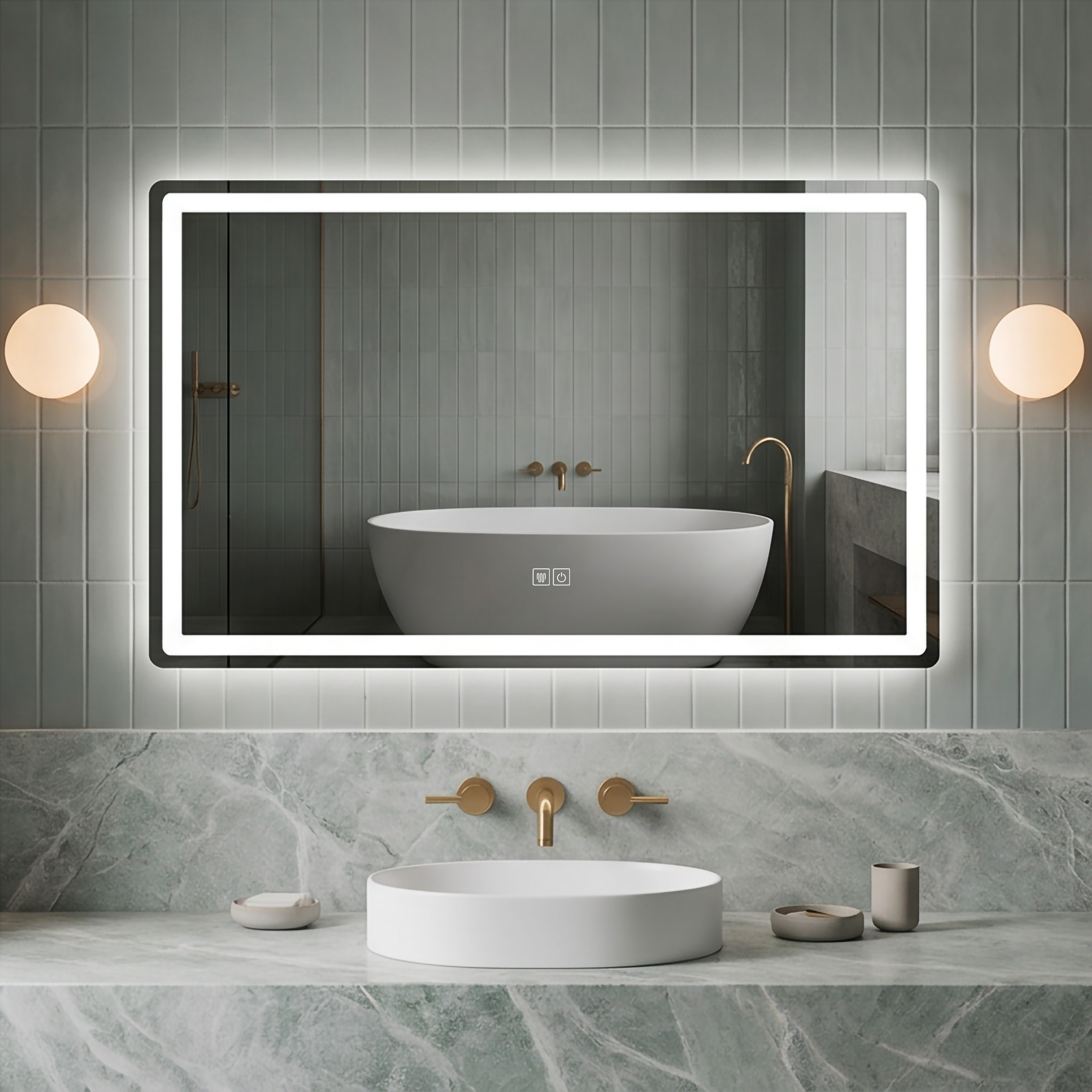 Factory Wholesale Hotel Smart Wall LED Light Adjustable Illuminated Bathroom Mirror