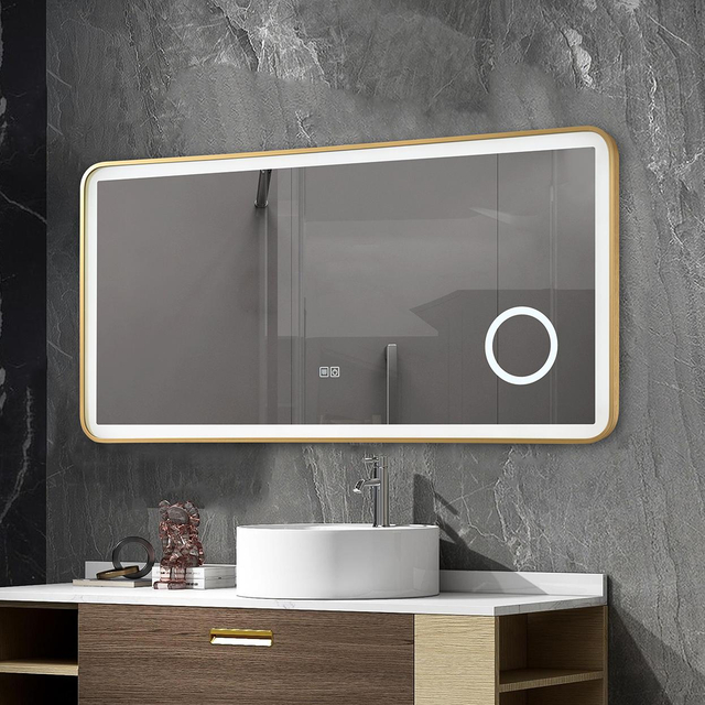 48"X24" LED Bathroom Mirror with Golden Framed for Hotel Vanity Espejo