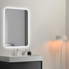 Rectangular Thin Silver Aluminum Framed Smart Anti-Fog Dimmable Three Color Illuminated Wall Mounted Home Decor Vanity Makeup Cosmetic LED Light Bathroom Mirror